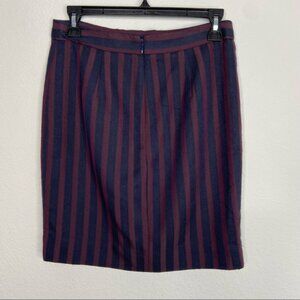 Burgundy Navy Striped Pencil Skirt 2